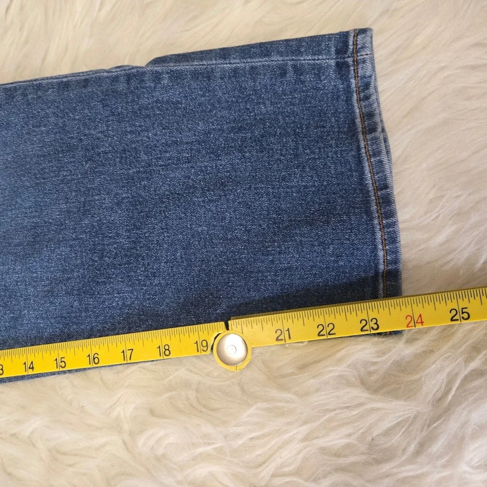 Lands' End Medium Wash Straight Leg Stretch Denim Jeans Petite 16 Blue